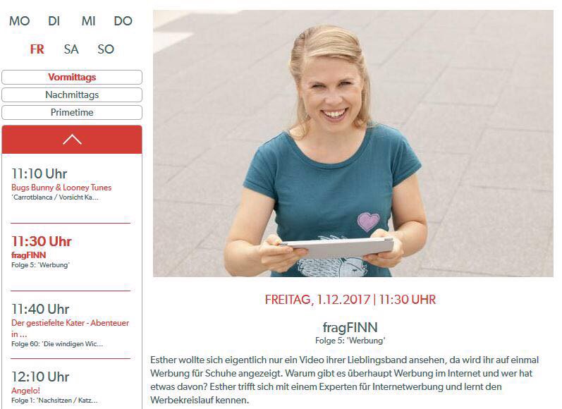 MediaSmart_eV's tweet photo. Was ist Werbung? Und wozu braucht man Werbung? Diese Fragen beantwortet Media Smart morgen um 11:30 Uhr bei der @fragFINN_de Serie auf SUPER RTL. Seid dabei und macht euch #mediasmart!
#TV #wissen #medienkompetenz #werbekompetenz #digitalebildung #internetwerbung #medienpädagogik https://t.co/59Hg7Po9Ow