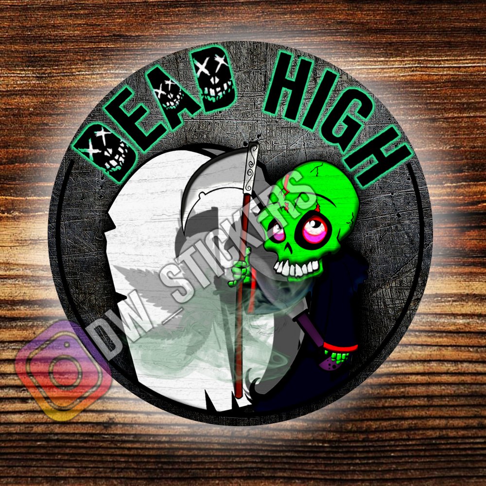 DWTrader_UK's tweet photo. DEAD HIGH ! Custom Sticker Design <3 #deadhigh #hightimes #customslapsticker #customstickers #printing #ukdesigner #graphicsart #LegalizeIt https://t.co/IhNyOLQYvd