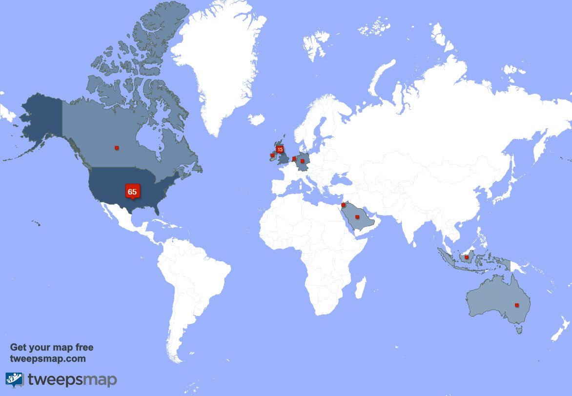 KillsusKills's tweet photo. My followers are in USA(64%), UK.(15%)... Get your map too: https://t.co/dJ39SbdvXH https://t.co/oQudguA9TY