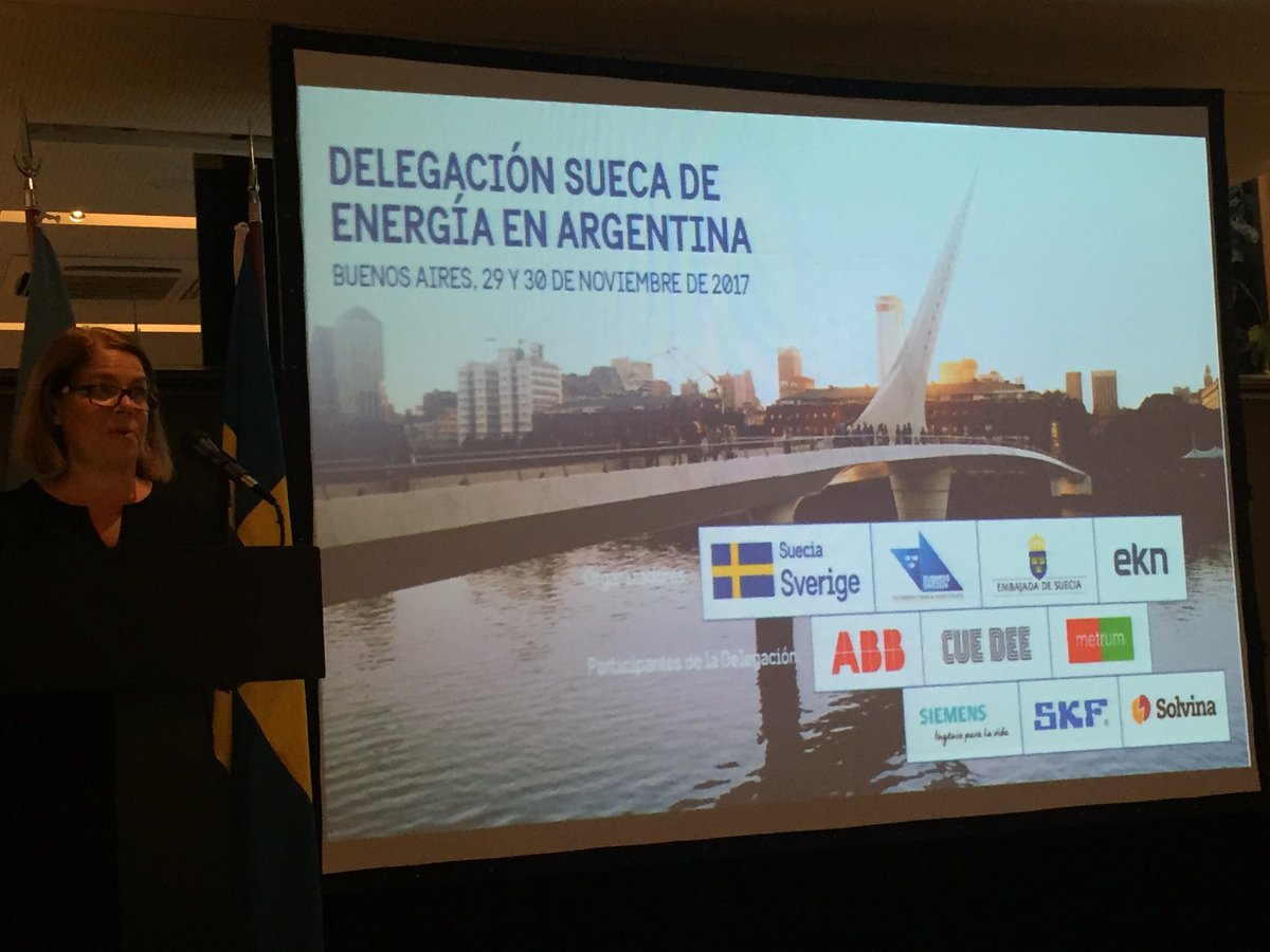 Metrum_Sweden's tweet photo. Renewable energy contracts being awarded rapidly in Argentina. Argentina is really taking off. Sweden Energy program to Argentina introduced by Swedish Ambassador Barbro Elm @BusinessSweden @SwedeninAR @Miljodep @Energi_mynd @ABB_Argentina #renewable #power quality https://t.co/bU2j9Tnfnw