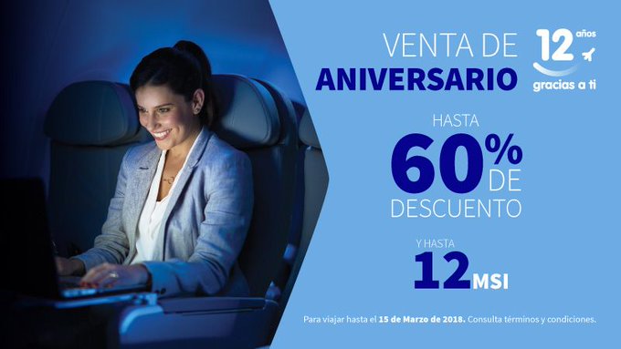 Descuentos del 60% en aerolínea Interjet por aniversario