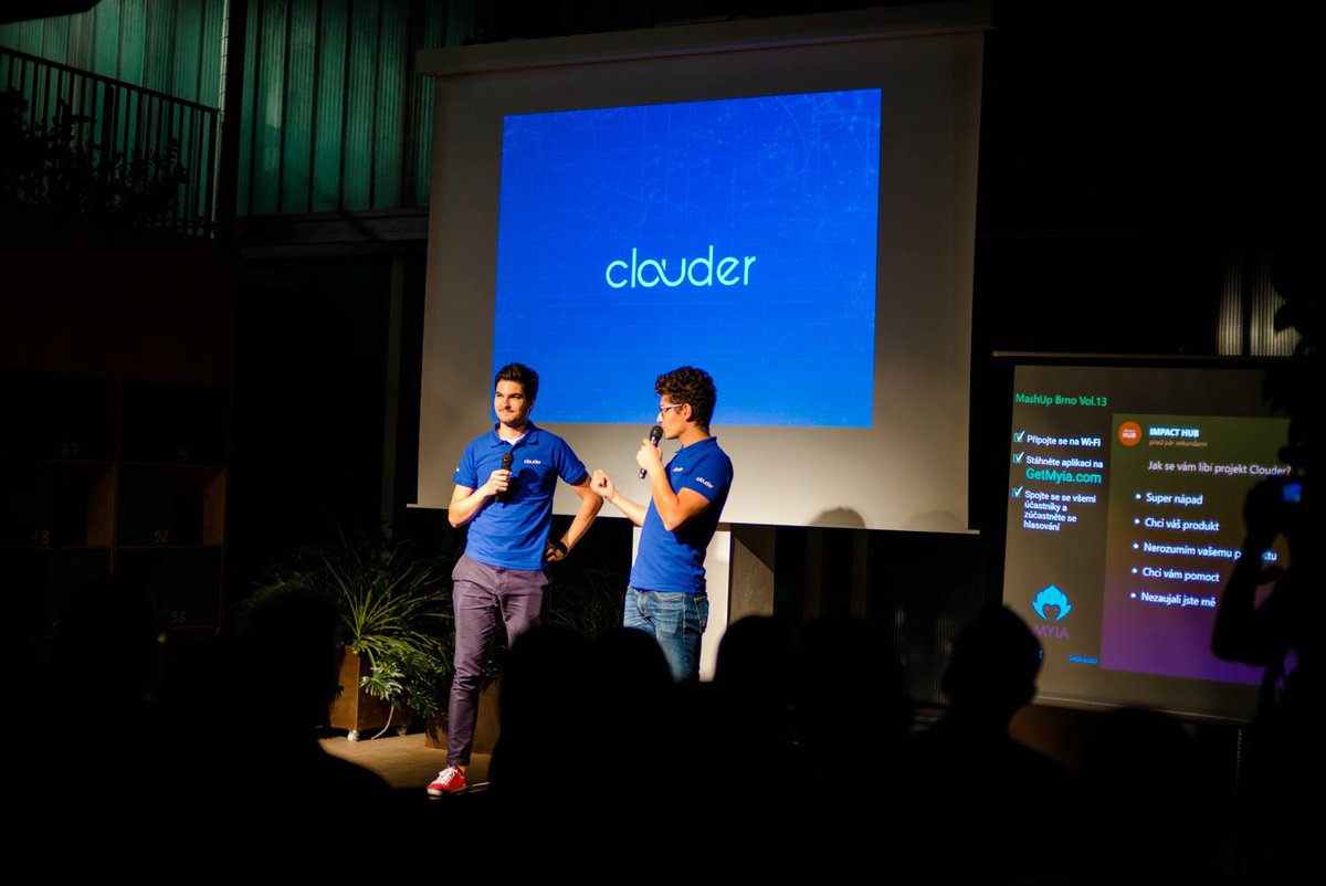 HelloClouder's tweet image. Here we are at the famous #ImpactHub #Mashup in #Brno, talking to other people about our product. #Clouder #TBT