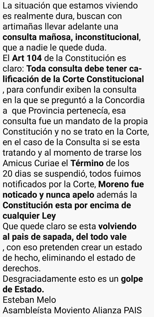 EstebanMeloG's tweet photo. #Ecuatorianos entendamos lo que esta pasando en #Ecuador .@Lenin pretende afectar la institucionalidad aqui mi reflexión. ¡A no perder la esperanza!. #ElRenacerDelOptimismo #MoreNOalGolpeConstitucional @35PAIS .@MashiRafael @GabrielaEsPais @pabelml @marcelaguinaga @PaolaPabonC https://t.co/1TPkE4FAaT
