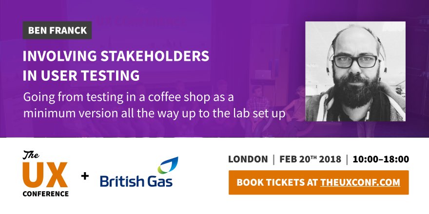 theuxconf's tweet photo. Learn how to involve business stakeholders in user testing from an expert UX designer Ben Franck @PtitBen at The UX Conference in February: https://t.co/JZp7UMv67G #theuxconf #ux #conference #london #usertesting https://t.co/3eTJS78nLt
