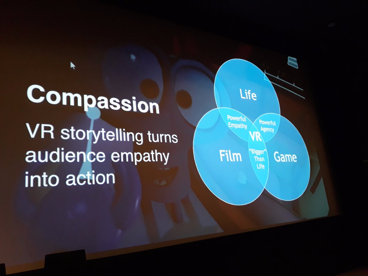 InteractiveDK's tweet photo. Compassion! Thats the unique thing made possible by storytelling in VR according to Kane Lee #PLAY2017 https://t.co/rX7Dt0qb7U