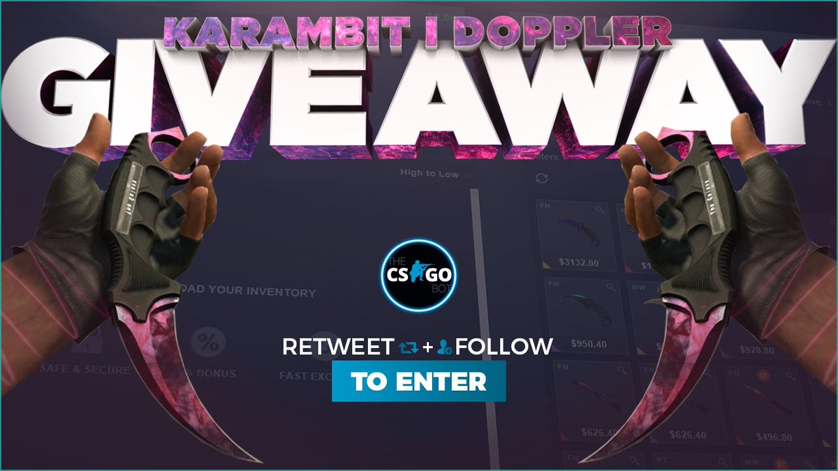 TheCSGOBot's tweet photo. ★Karambit Doppler Giveaway 😎 

- RT+Follow  
- Use the entries on gleam -> https://t.co/oJlsLshpjW
- Visit https://t.co/3G4buEhwES    

Ends on Christmas Day! 😇 https://t.co/f70Q4IAXus
