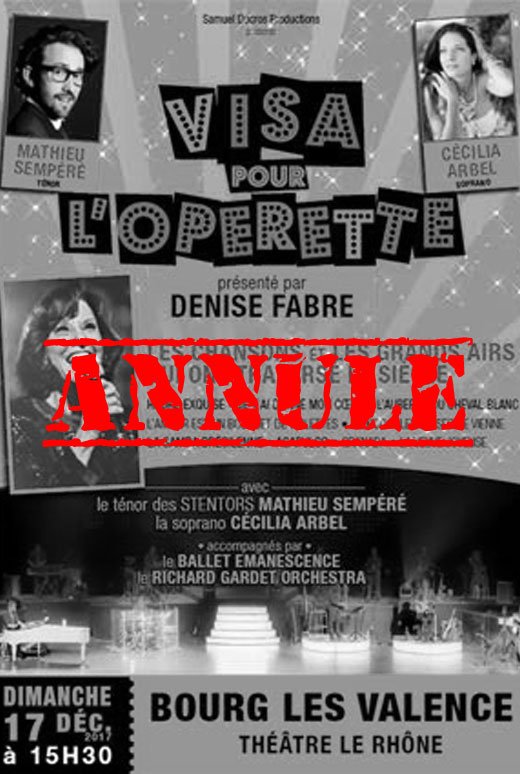 Théâtre le Rhône (@theatrelerhone) on Twitter photo Le spectacle VISA POUR L'OPERETTE du 17/12 au <a href="/theatrelerhone/">Théâtre le Rhône</a> est annulé.
En ce qui concerne le remboursement de vos billets, nous vous invitons à vous rapprocher de vos points de vente. Le spectacle VISA POUR L'OPERETTE du 17/12 au <a href="/theatrelerhone/">Théâtre le Rhône</a> est annulé.
En ce qui concerne le remboursement de vos billets, nous vous invitons à vous rapprocher de vos points de vente.