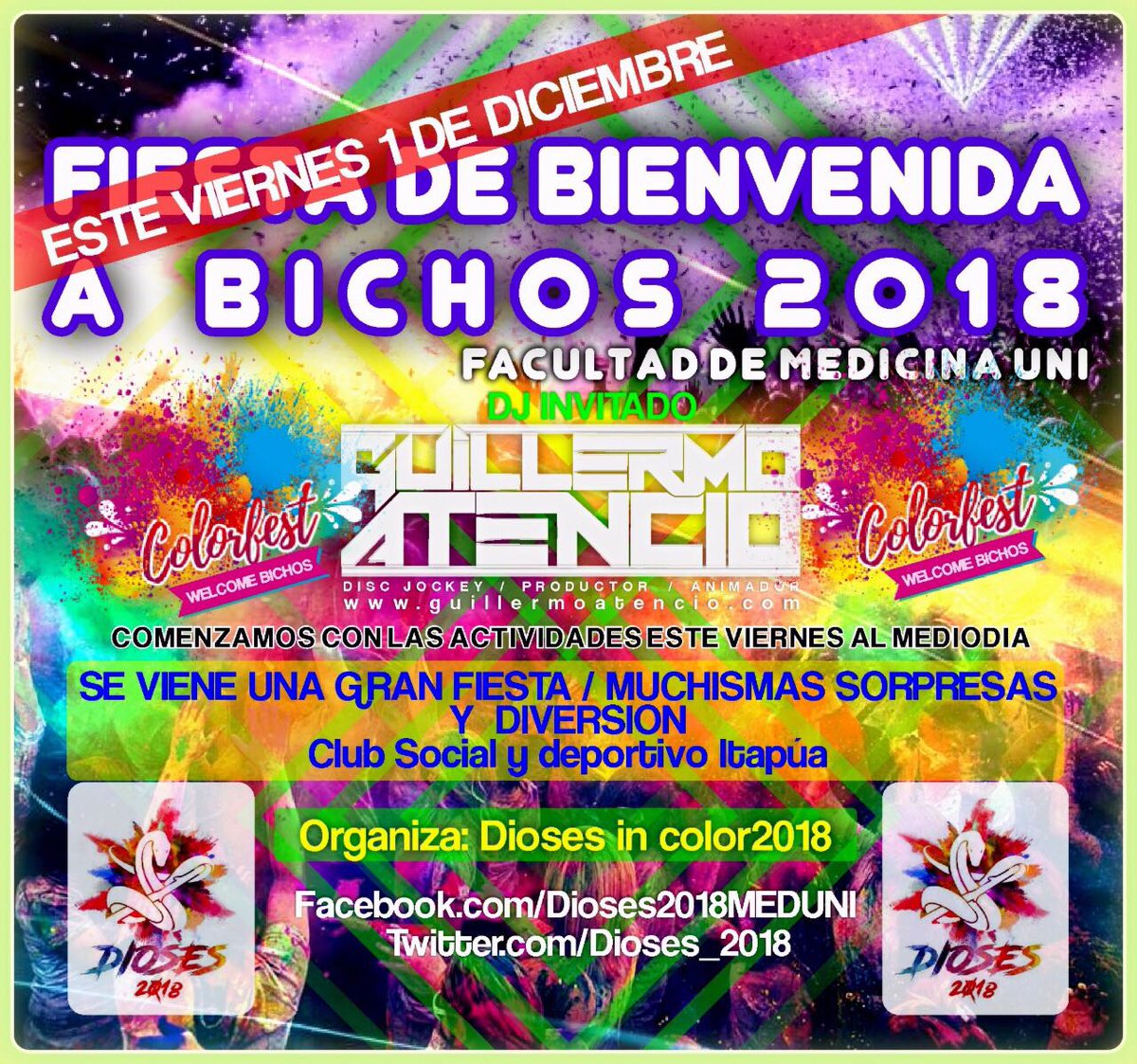 Dioses_2018's tweet photo. Estamos a full preparando la mejor fiesta para que vayas VOS BICHO, con tu familia y amigos a disfrutar de ese momento TAN ESPERADO: el ingreso a la Facultad de Medicina😎😍
Con muchas sorpresas🤭😏
💚💙#DiosesInColor❤️💜 https://t.co/dIjOggFCNA