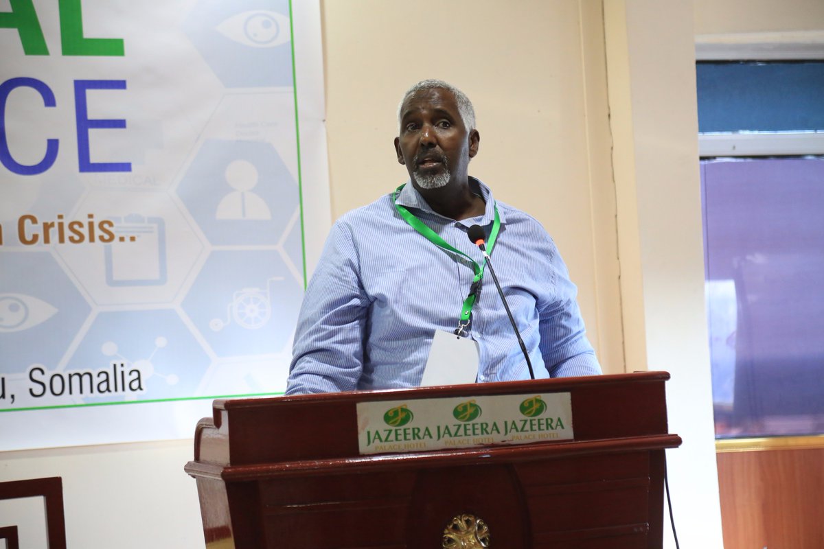 SIMADUniversity's tweet photo. Dr. Mohamed Mohamud Bidey, Cardiologist and Dean of the faculty of medicine at Banadir University Is on the stage.
#MC2017 https://t.co/HAwxe7FDvp
