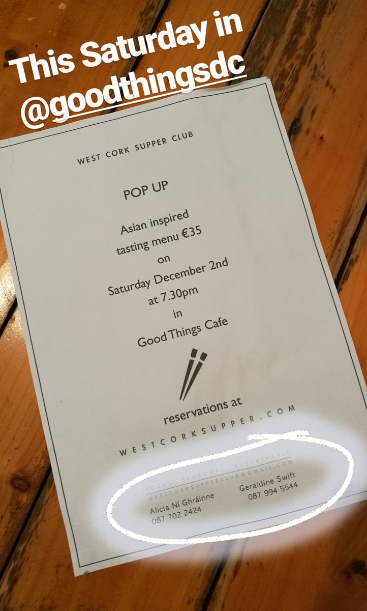 Asian inspired tasting menu by West Cork Supper Club this Saturday in @goodthingscafe