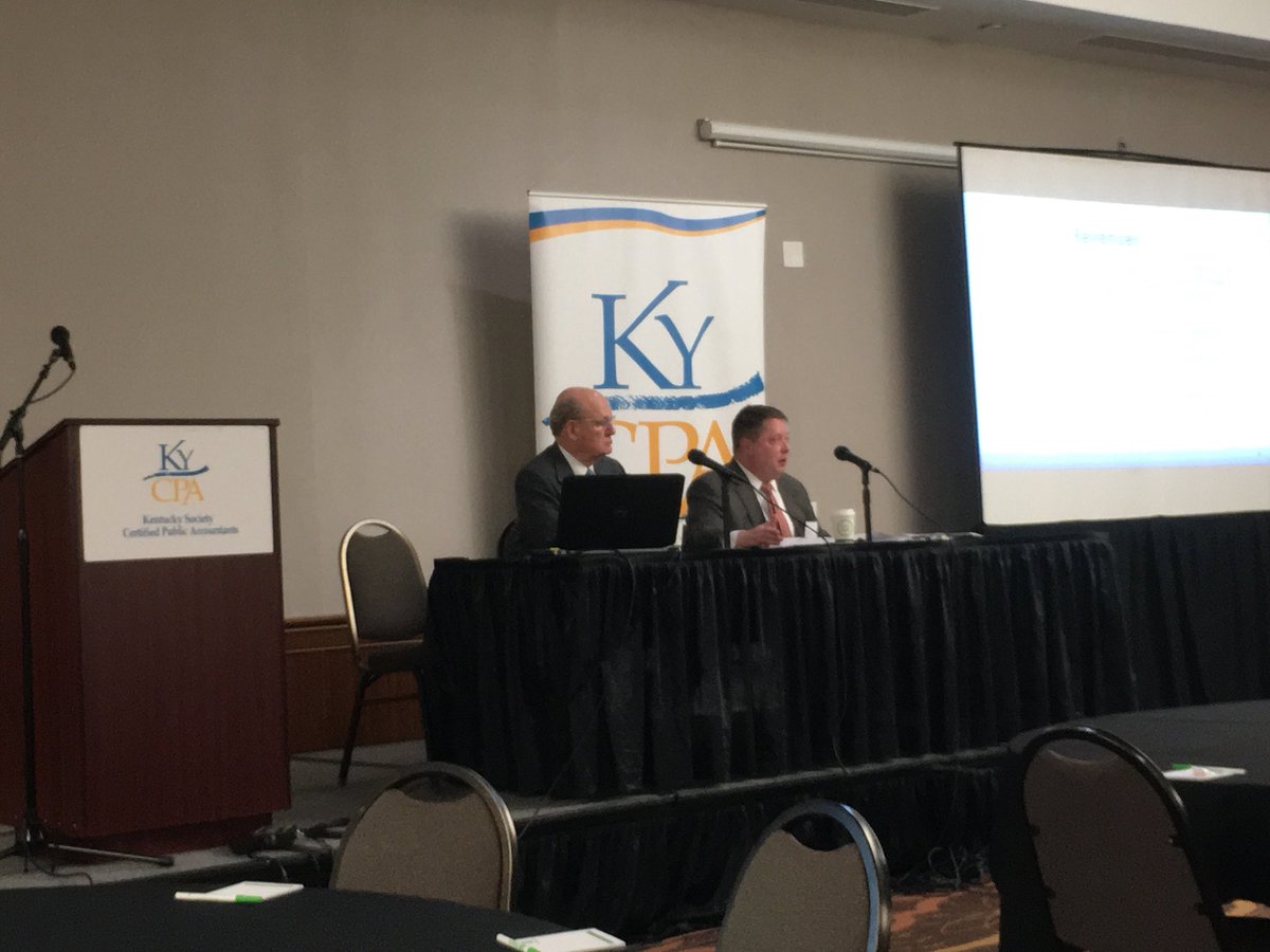 CharlesGeorgeKY's tweet photo. Budget Director John Chilton, CPA, and economist Greg Harkenrider kick off the KyCPA State Tax Conference #KST17 https://t.co/XAnM7J6XFV