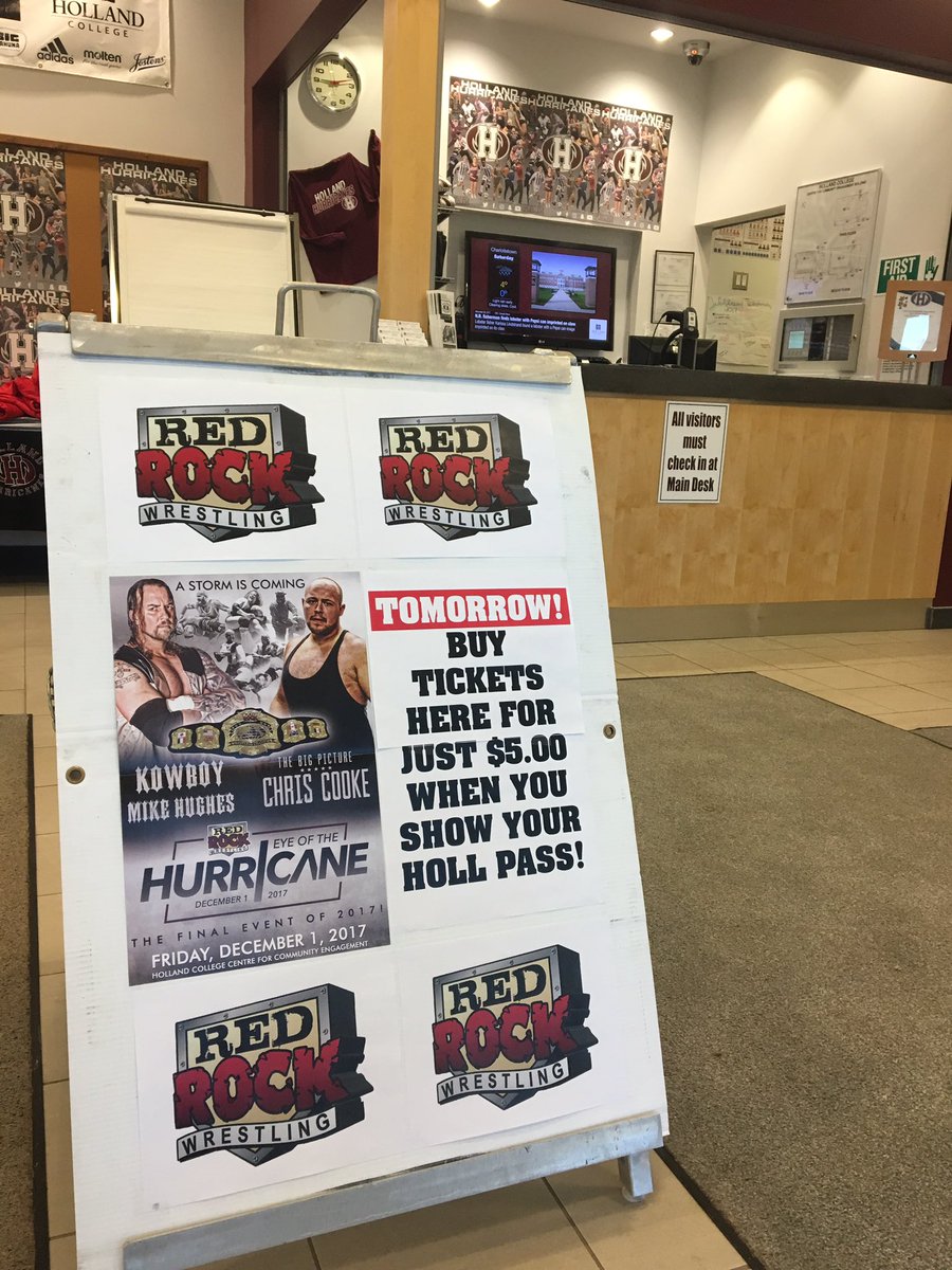 HC_CCE's tweet photo. Hey @hollandcollege, we will be here until 11pm tonight selling @RRWrestling tickets for tomorrow nights big show here at the CCE! https://t.co/YmZ4EQOPfi