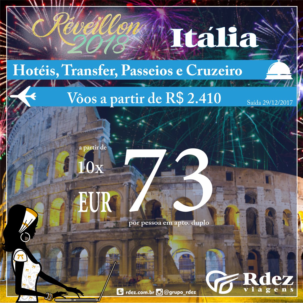 R10Viagens's tweet photo. Pacote de Viagens reveillon2018 de 7 noites, incluso hotel 4 estrelas, café da manhã, transfer in/out aeroporto/Hotel/aeroporto, guia acompanhante em Português, visitas conforme o programa com guias locais,Cruzeiro pelas ilhas da lagoa de Veneza, visitando #roma #florenca #veneza https://t.co/pCguewR0eg