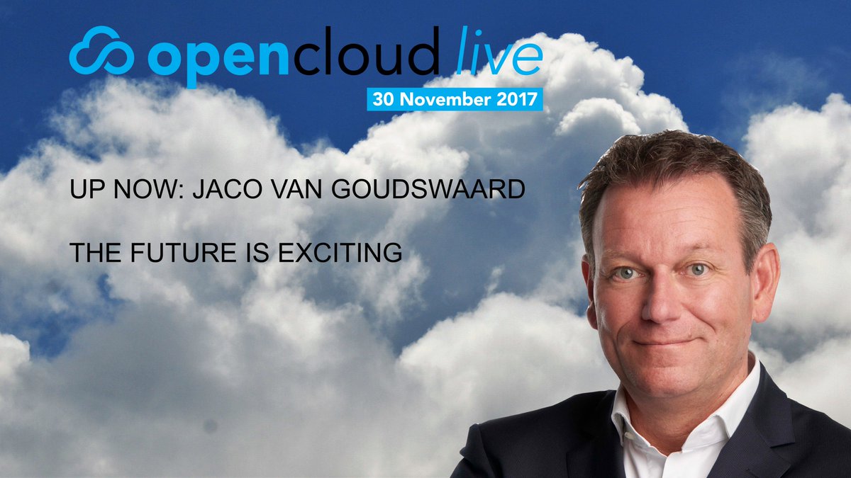 EvoSwitch's tweet photo. First up! Jaco van Goudswaard, CIO of @Het_Kadaster is speaking. "The future is exciting" #OpenCloudLive https://t.co/GwVckscQlD