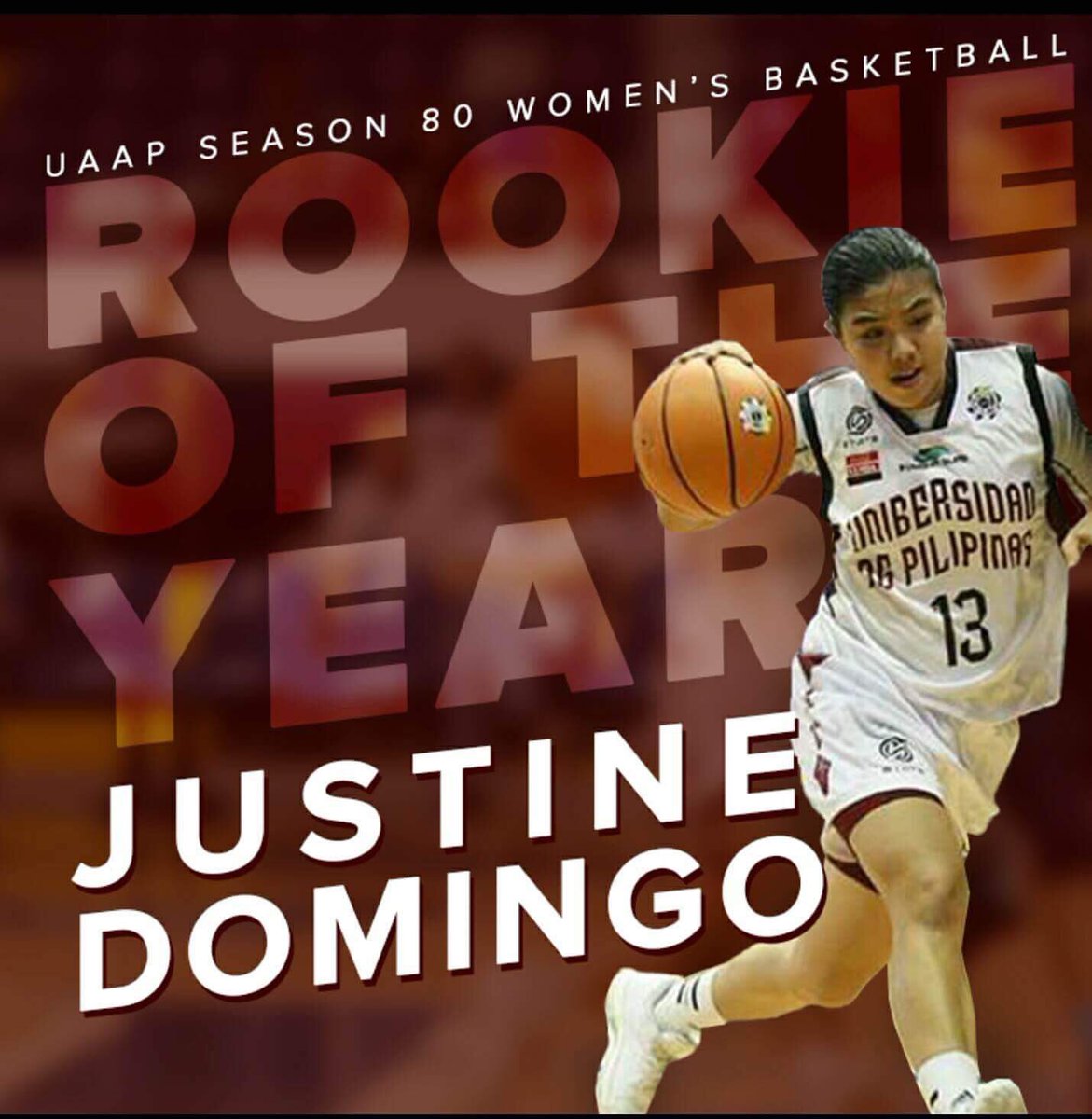 We would like to congratulate our very own rookie, Justine Domingo for bagging the Rookie of the Year award this UAAP Season 80! #UPFight

©️Skip Tan and Cleverlyn Mayuga