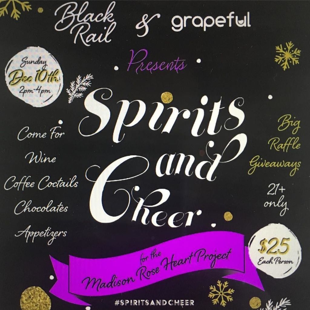 Jump into the holiday spirit and support a great cause! Spirits &amp; Cheer on Dec. 10 - wine, coffee cocktails and chocolate. What's not to love. Only $25 per ticket and all proceeds support @madisonroseheartproject. Link in bio for tickets - get yours toda… ift.tt/2i2oCYv