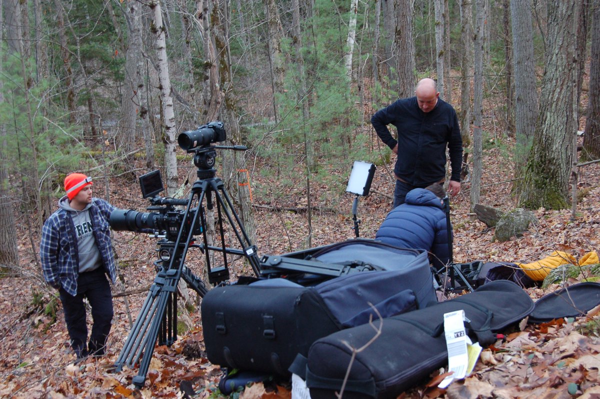 Out with UK documentary crew filming flying squirrel segment for "Canada: a year in the wild". With @MikeGCBrown