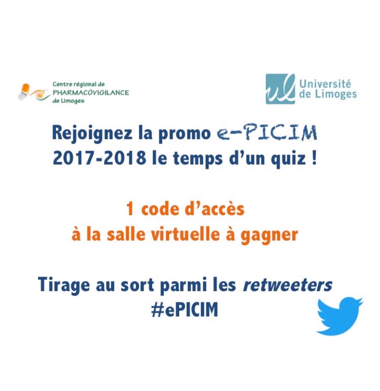 CRPV_Limoges's tweet photo. Pas pu vous inscrire au DU #ePICIM ? Envie de découvrir la formation ? Retweetez 🔁 pour nous rejoindre le temps d’un Quiz @unilim @CHU_de_Limoges @profnpicard https://t.co/vgxCiuWtQj