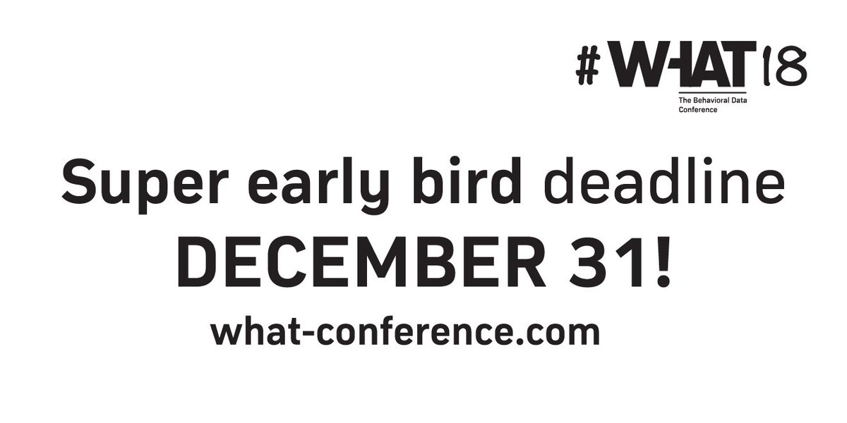 The deadline is approaching for you to buy #WHAT18 tickets at our super early bird rate! This is the best deal you'll get on the tickets at any time, so make sure you buy them before December 31. bit.ly/2zATpmq