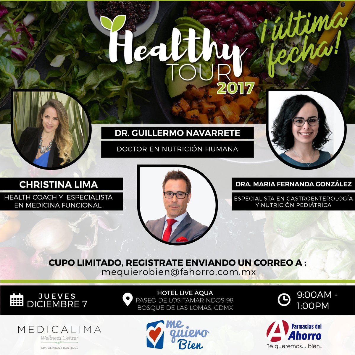 TheHealthyTour's tweet photo. ¿Listos para la última fecha del #HealthyTour2017? ¡Regístrate hoy mismo escribiendo a mequierobien@fahorro.com.mx! ¡No te lo puedes perder! https://t.co/vVNDSUudis