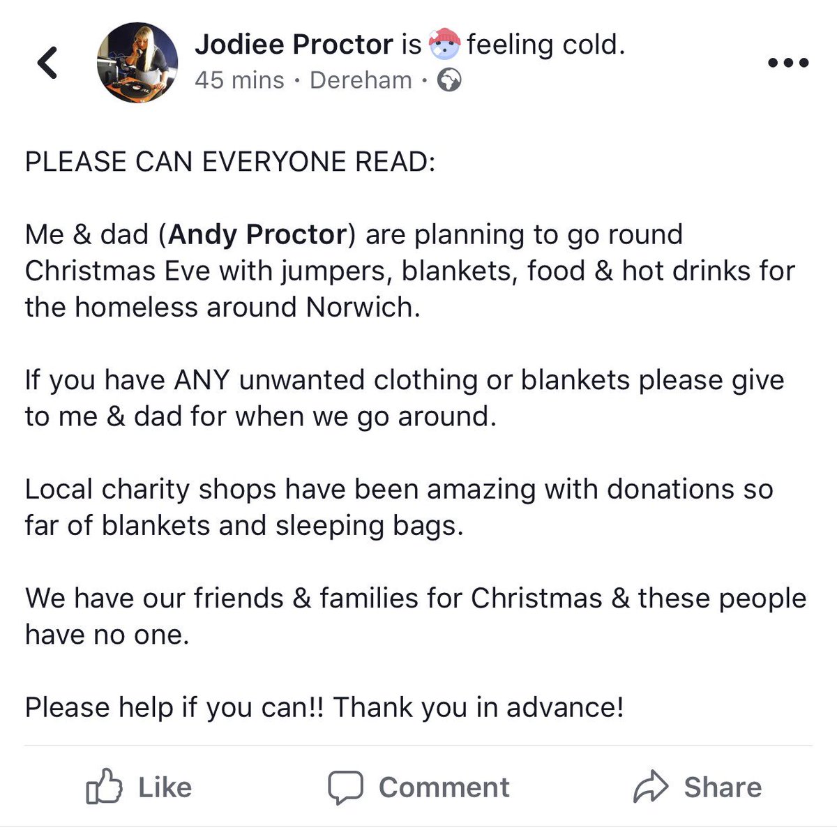 JodieProctor1's tweet photo. Haven’t used twitter for ages but seems the only way to get attention.
PLEASE HELP WITH DONATIONS
Any old clothes, jumpers, hats, scarves, gloves, tshirts, jumpers, trousers.. anything!
Thanks in advance
#HelpJodiee #christmas #charity #donations #sendclothes #sendhelp https://t.co/XStmTgUhPD