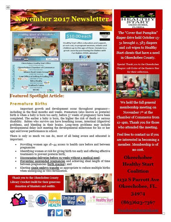 November has come and gone in a blink of an eye. Take a look at some of the Okeechobee Healthy Start happenings for this last month.