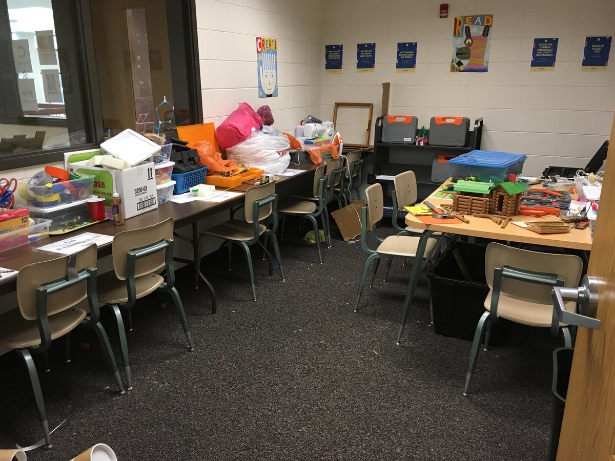 MrsDeZeeuw's tweet photo. Our messy #Makerspace room.  Lots of making has happened this year! @sciowamakers https://t.co/S91fsxABBd