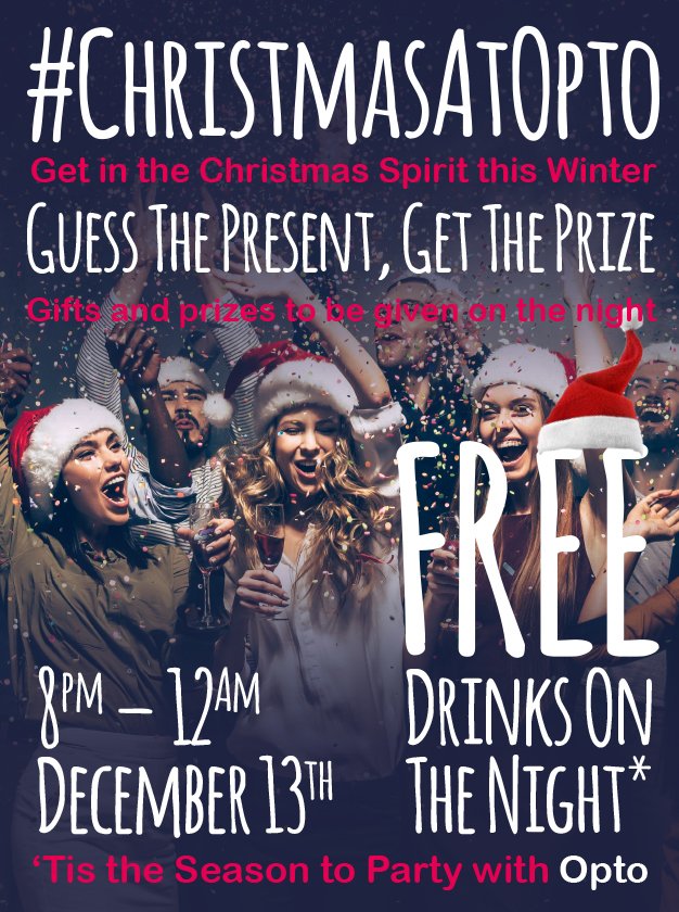 optoliving's tweet photo. #ChristmasAtOpto is upon us 🙌
With free drinks and free prizes on the night, @Optoliving is the place to be!! #TeamOpto #FreeDrinks #FreePrizes #Christmas #SantaClause #WinterIsComing https://t.co/4nklnZus9s