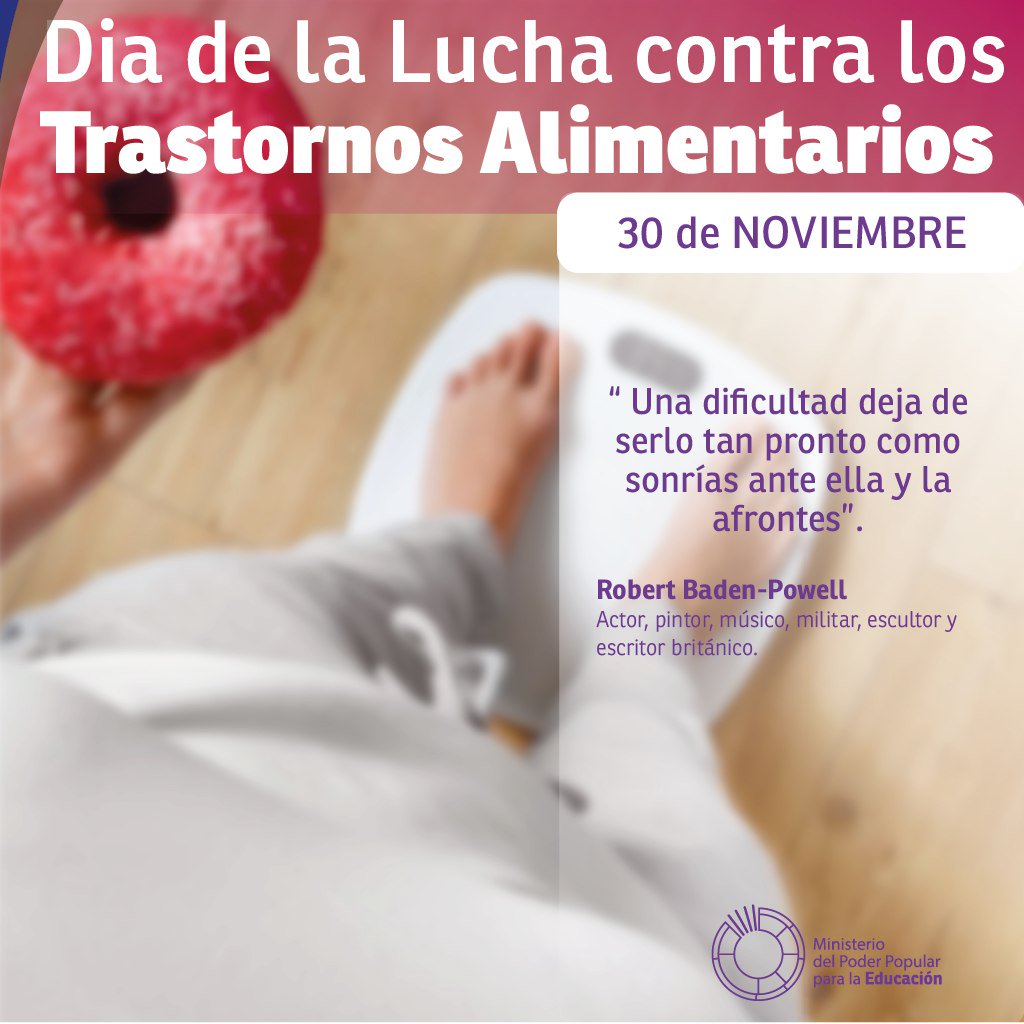 mineducacion_ve's tweet photo. Hoy es el Día de la Lucha Contra los Trastornos Alimentarios,  acompañemos a todas y todos aquellos a combatirlos #GolpeDeTimónActivado https://t.co/5qsO2QaZ3z