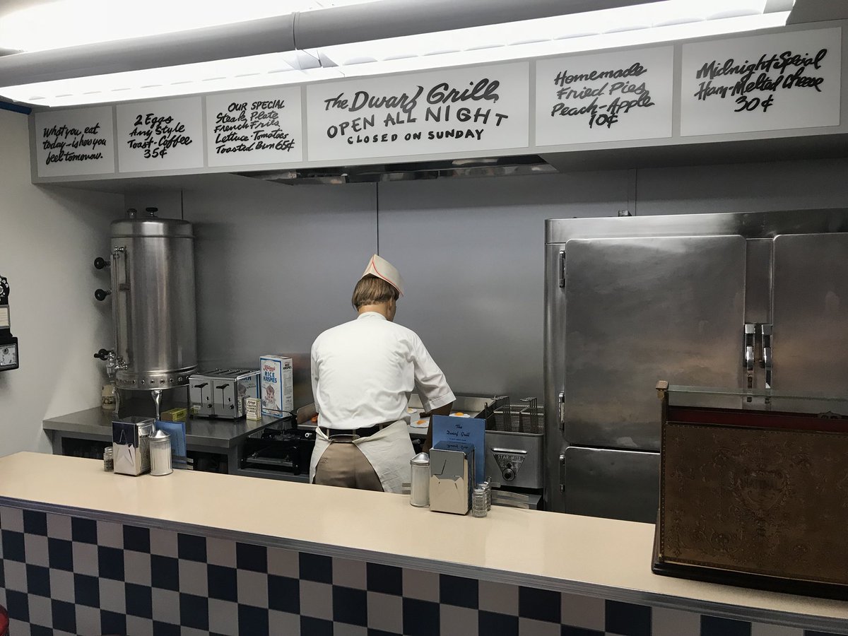 financeman's tweet photo. Truett Cathey’s first grill in the Dwarf House #hobst https://t.co/wKR1eCA7UF