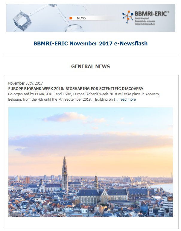 BBMRIERIC's tweet photo. Our November e-newsflash is out. Enjoy! https://t.co/1tL1EGaebW #biobanking #ResearchInfrastructure https://t.co/M5IcTPSezn