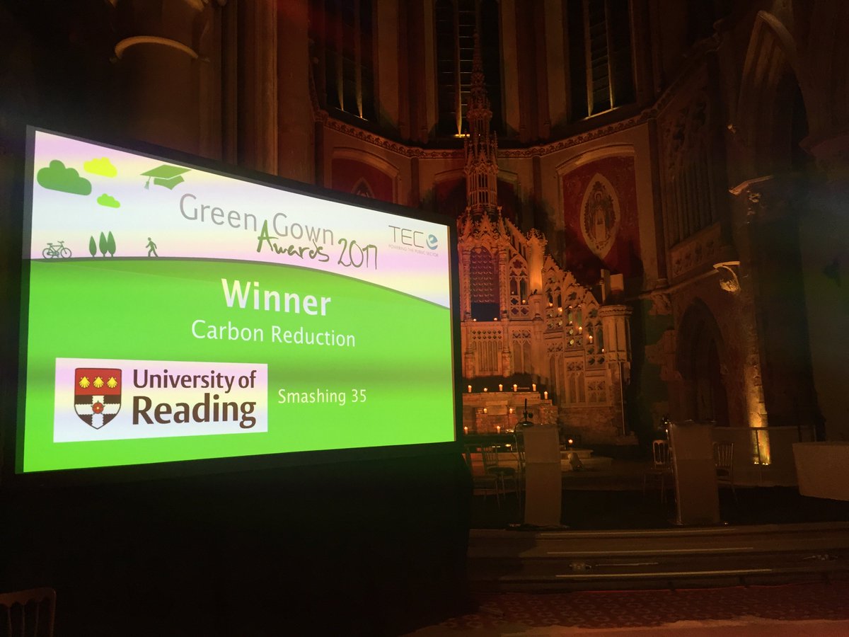 UniRdg_Student's tweet photo. Our lovely uni has won a Green Gown Award for reducing carbon emissions – and @UniRdg_Sust have just launched a student sustainability award…we’re on a roll! https://t.co/5YAbj7Z2i8 https://t.co/1AME0AswMl