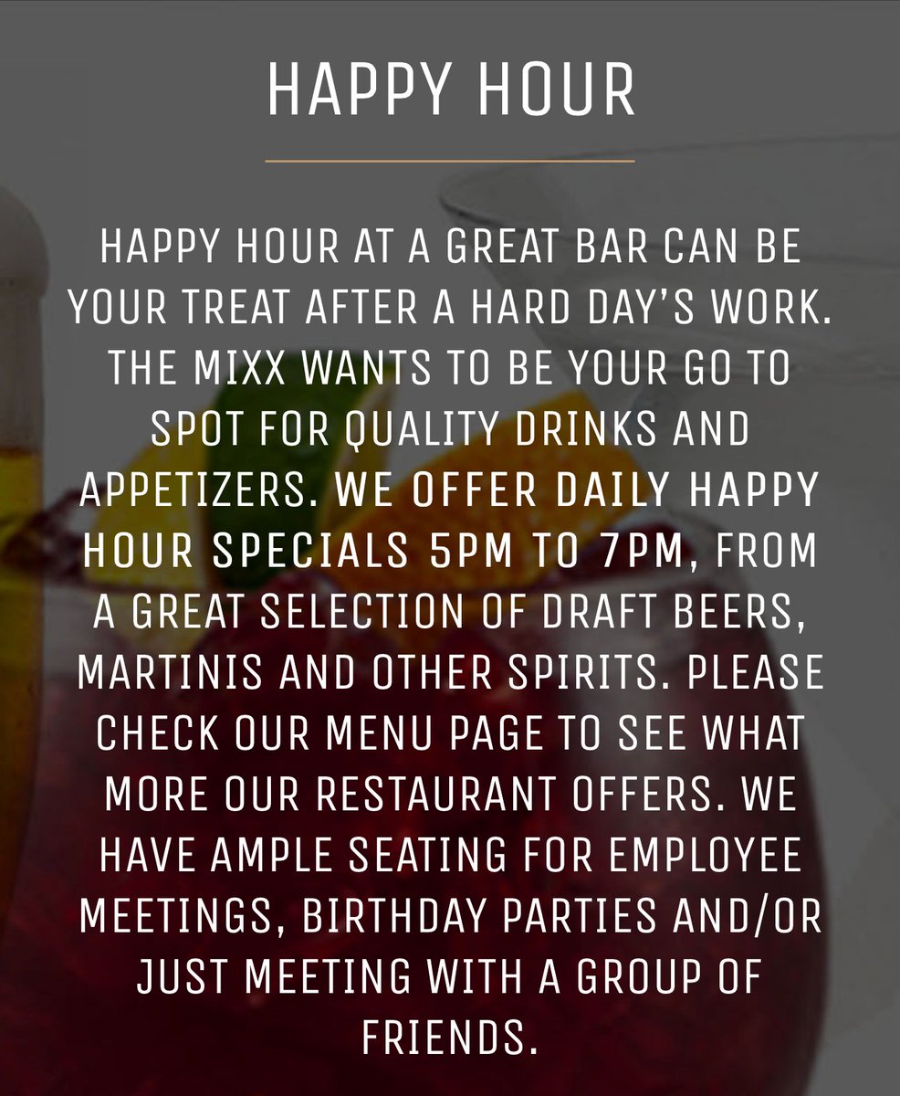 TheMixxPasadena's tweet photo. The Mixx has the best #HappyHour deals in #PasadenaCA! $5 Beers, Cocktails, and Bar Snacks. 5-7pm. Stop by Pasadenaβs newest hotspot. We look forward to seeing you! #pasadenahappyhour #pasadenarestaurant #pasadenabar https://t.co/0UT5WZS3ic
