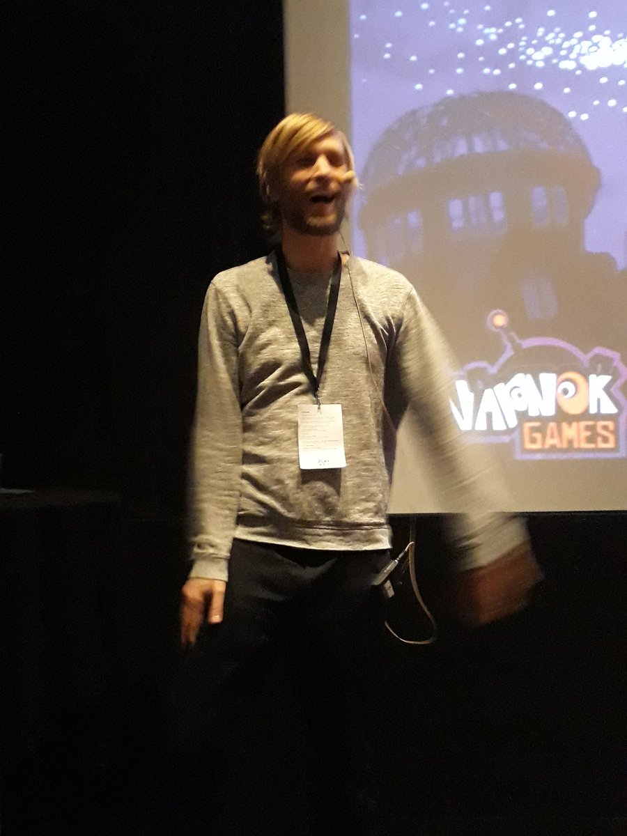 InteractiveDK's tweet photo. And finally - it's time for @NapNokGames own @LauKorsgaard to tell all about underwater adventure Sinking Feeling. #PLAY2017 https://t.co/hd6PKfP5mH