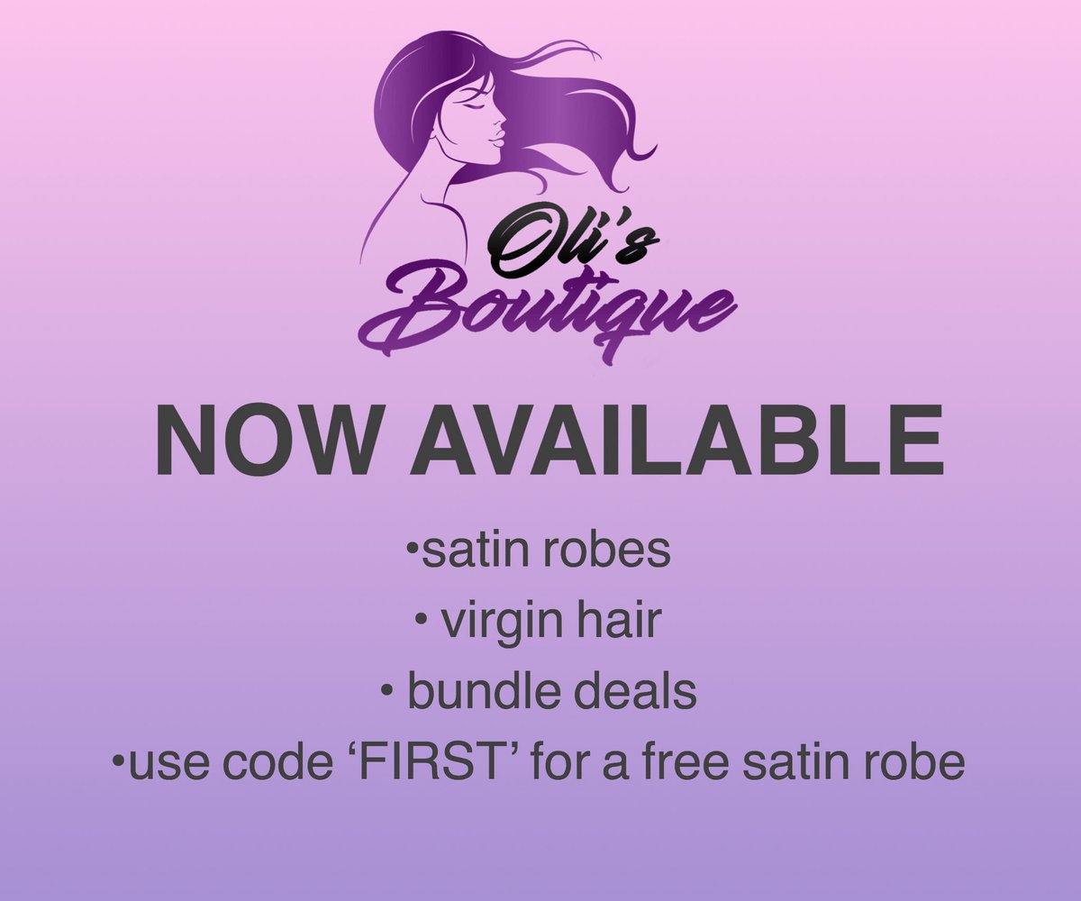 olisboutique's tweet photo. Oli’s Boutique is now open! 💜 Order today and use the code “FIRST” to receive a free satin robe! This offer is only available for 24hours. Affordable prices &amp; good deals! https://t.co/g1hh9fC9s9
