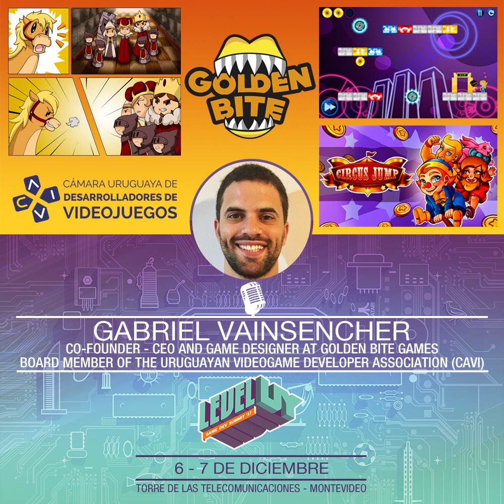 LEVEL_UY's tweet photo. Confirmamos la presencia de @ga_vain, Co-fundador, CEO y Game Designer en @GoldenBiteGames y directivo en @CAVI_UY. Sus juegos han sido destacados por Apple y Google y ha realizado diversos proyectos con @planceibal.
¡Apúntate a los workshops+matchmaking: https://t.co/V9oyIjNCgL https://t.co/CuNgSVgdGg