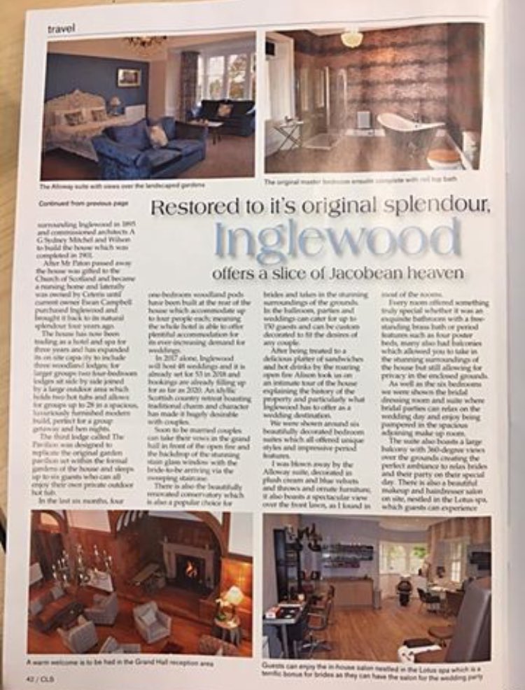 Inglewood_House's tweet photo. Thank-you to Country Lifestyle Scotland for their lovely review of @Inglewood_House in the winter edition of their magazine!

We're so happy that you enjoyed your stay and look forward to seeing you again soon https://t.co/cQMVAbHlRC
