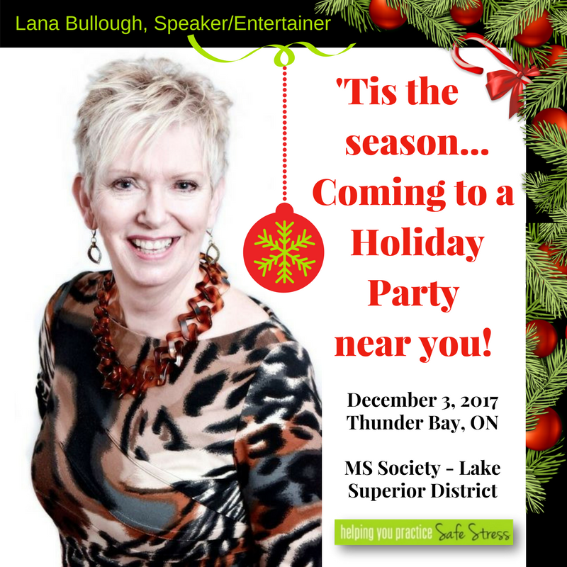 SafeStress's tweet photo. T-minus three sleeps until the @MSLakeSuperior Holiday Party. I am so looking forward to sharing glad tidings of the season along with my #PracticeSafeStress message! See you soon with festive bells on! πππ―οΈπ https://t.co/eGUOpY4w29