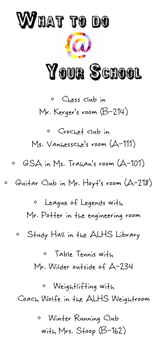 ALHSClubs's tweet photo. What to do @ your school! #LynxNation https://t.co/yL81S90f76