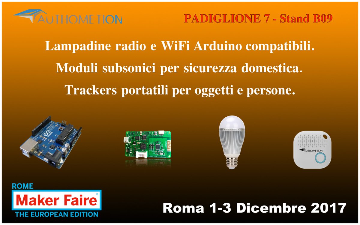 authometion's tweet photo. Passate a trovarci alla #MFR17 dal 1 al 3 Dicembre alla nuova fiera di Roma! Tante novità e tante idee per i vostri regali di Natale tecnologici! padiglione 7 Stand B9!! https://t.co/xIEM12qiVI