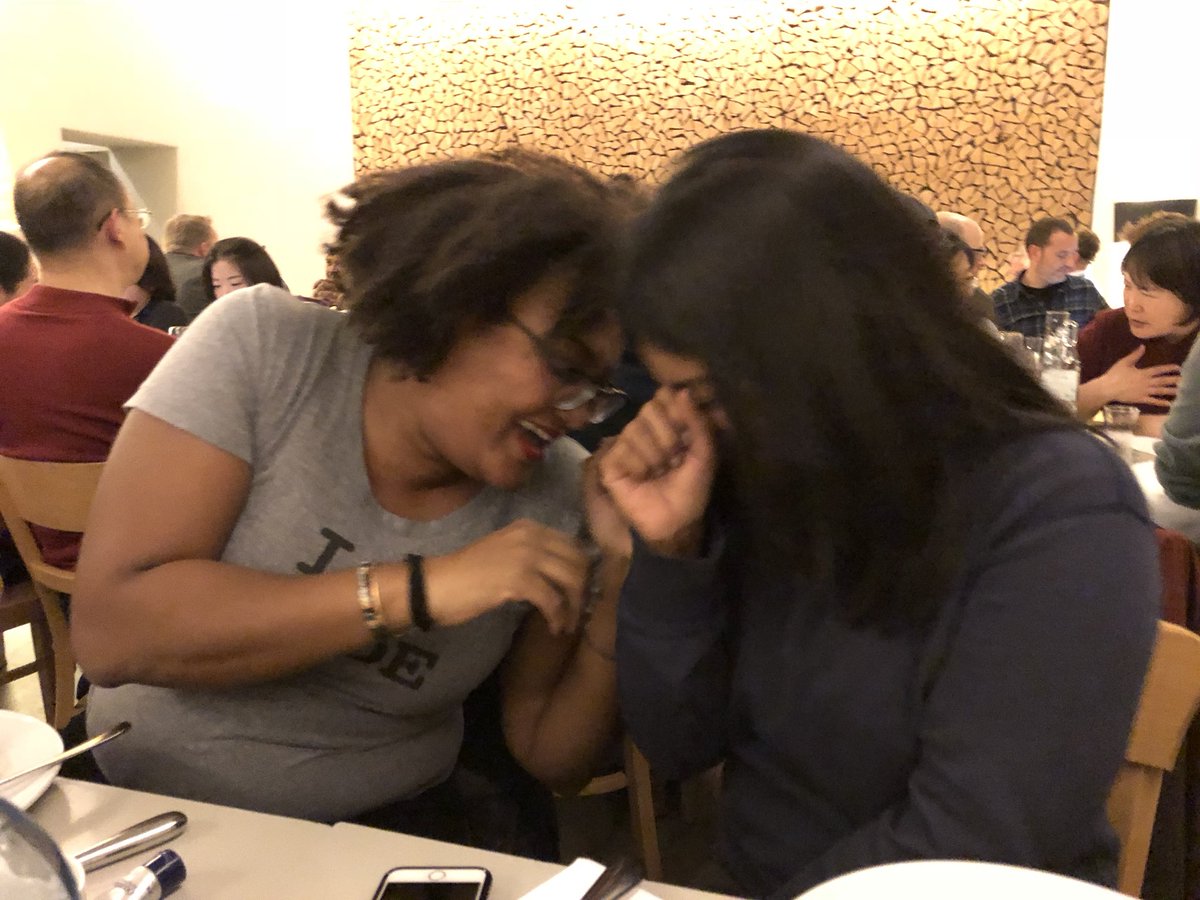 shraw's tweet photo. My jolly colleagues @pseudopam &amp; @Sheetal_15 making fun of a non-disclosed 3rd individual. Big time! Much fun, so wow! https://t.co/u9iRuiPcN6