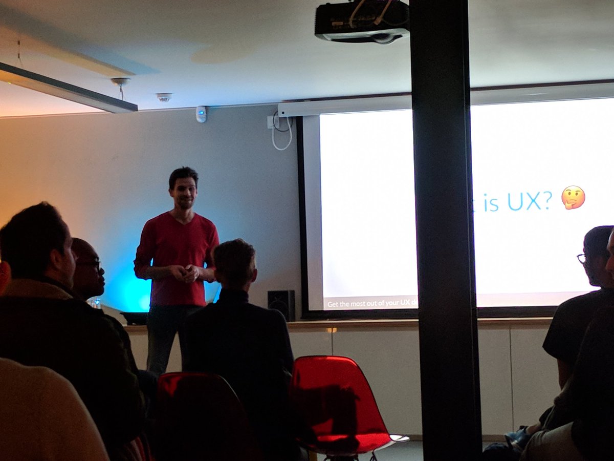 tomhewitson's tweet photo. Great talk by @louiswh on why developers can (and should) expect more from their designers. @DEVUXmashup https://t.co/N5XMfALNmJ