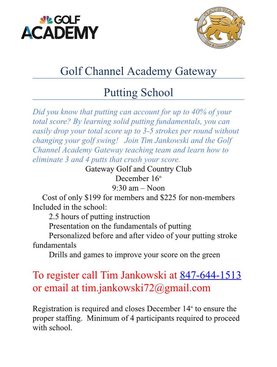 TimJankowski21's tweet photo. Come join us for some fun and solid putting fundamentals if you’re in the area. https://t.co/9EjjrJrhbG