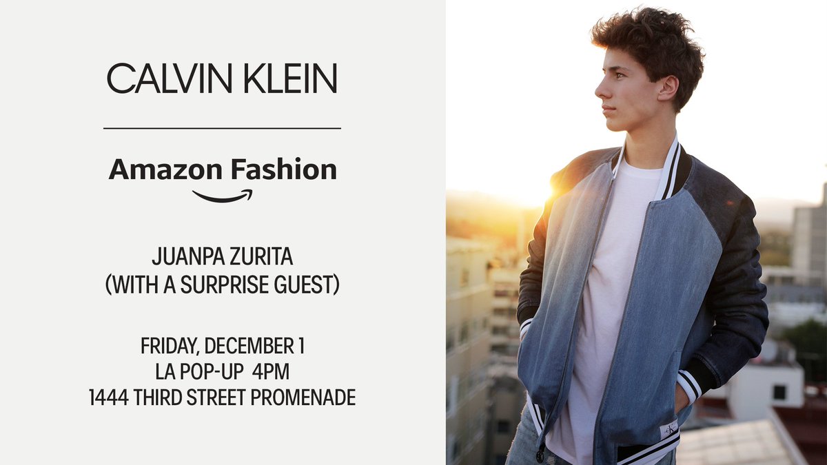 CalvinKlein's tweet photo. Join @ElJuanpaZurita for a special in-store appearance (with a surprise guest) at the CALVIN KLEIN X @AmazonFashion Los Angeles holiday pop-up tomorrow. #MYCALVINS https://t.co/7L0JLHdzOE