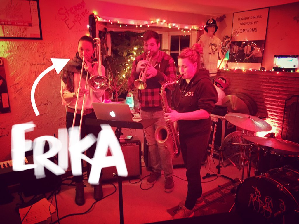 AddItUpPodcast's tweet photo. Peep this action shot of Erika from @WorkingBreed rehearsing trombone for WYEP’s Holiday Hootenanny! Catch the latest ep where we talk brains and music with her @PetticoatRuleFM cohost, Tara!

https://t.co/dJYEeAyDvm https://t.co/djlZuqjWke