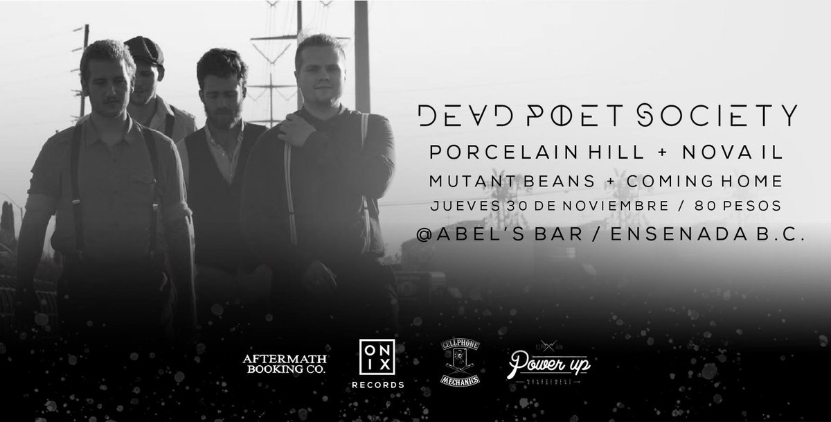 Novailband's tweet photo. Ensenada!! Nos vemos en el Abels Bar este 30 de Noviembre con Dead Poet Society, Porcelain Hill, Mutant Beans y Coming Home! https://t.co/gcHdxJSVRh