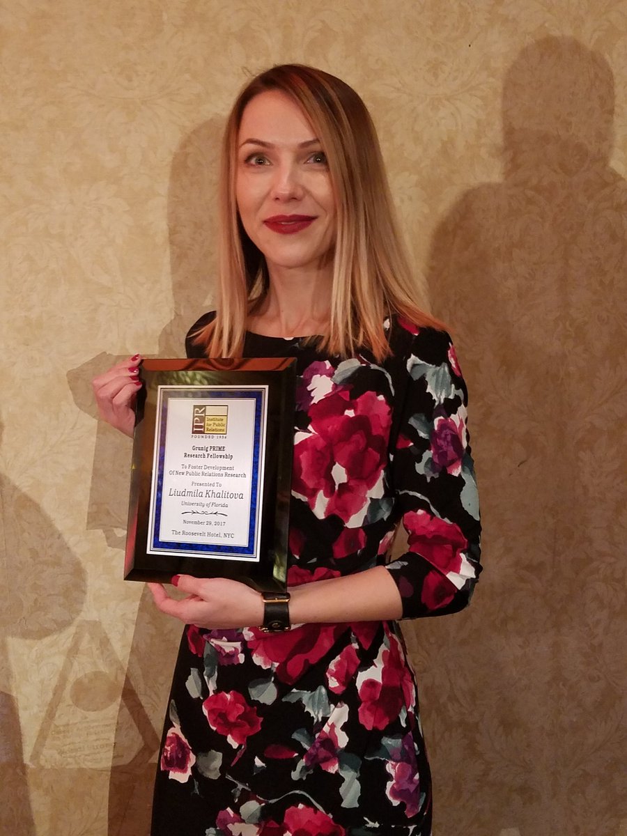 WeinerMark's tweet photo. Congratulations to Liudmila Khalitova, Grunig PRIME Research Fellow. @USPrimeResearch @InstituteForPR https://t.co/F4HUavbxGK
