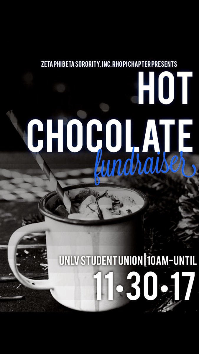 UnlvNphc's tweet photo. 💙🕊The Radiant Rho Pi will be serving hot chocolate today!  Starting at 10 am, inside the SU courtyard.  Let them serve you a fine cup of hot chocolate to warm up your winter!
#zetaphibeta  #unlvzetas #unlvrhopi #unlvgreeklife #hotchocolate #wintertime #unlvnphc https://t.co/6BmvfU1X6y