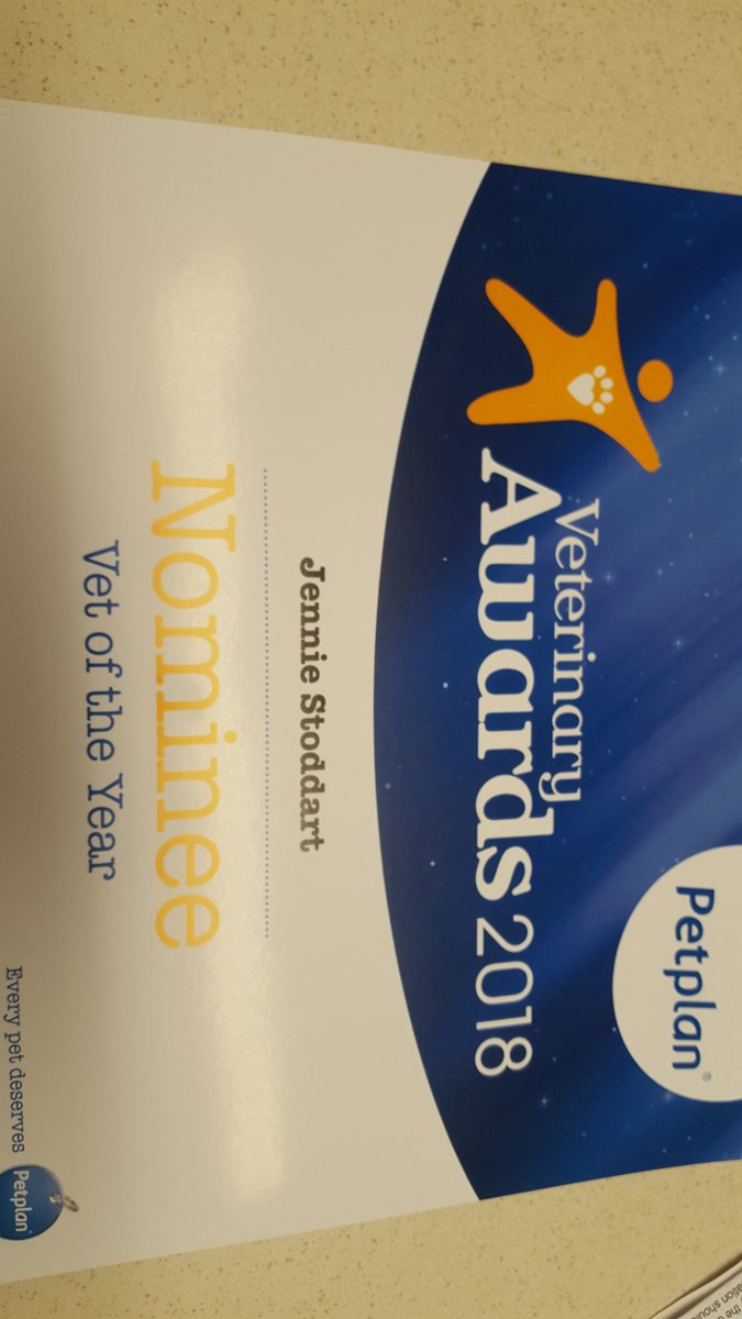JenMStodd's tweet photo. @PetplanUK #veterinaryawards2018 #nominee #vetoftheyear #Ilovemyclients ❤ https://t.co/HQ5zGpSLit