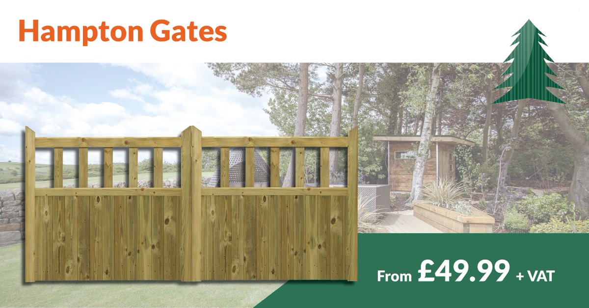 Beautiful Hampton Gates from only £49.99+vat Available in pressure treated soft wood. #Driveway #Gates #Yorkshire ow.ly/4GpX30dheuE